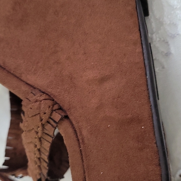 Carlos Santana Wedge Sandals Chocolate Lace Size 8 - Picture 9 of 10